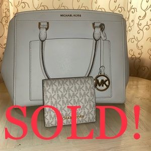 MICHAEL KORS PARK MEDIUM SAFFIANO LEATHER SATCHEL WITH WALLET